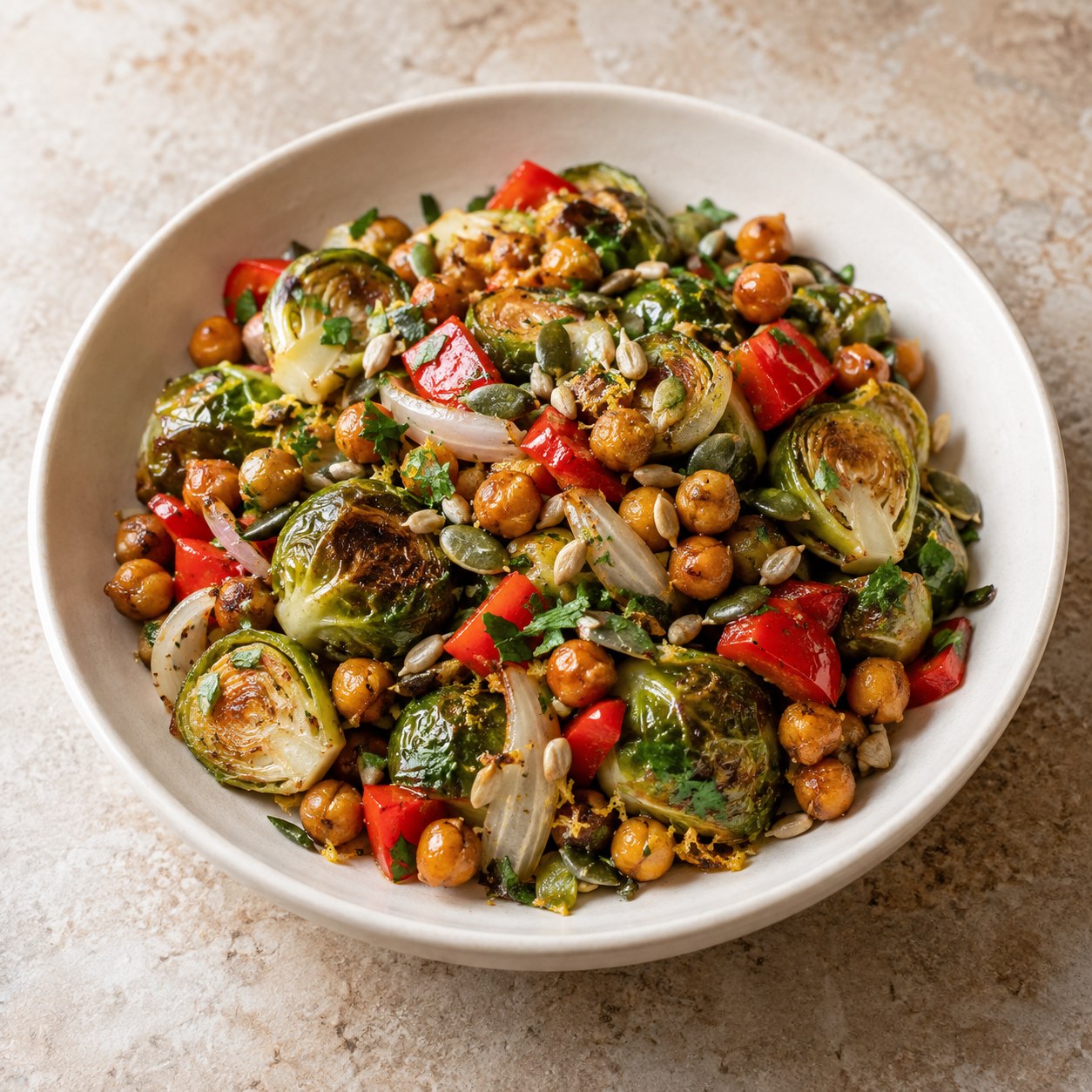 Brussels Sprouts &amp; Crunchy Chickpeas